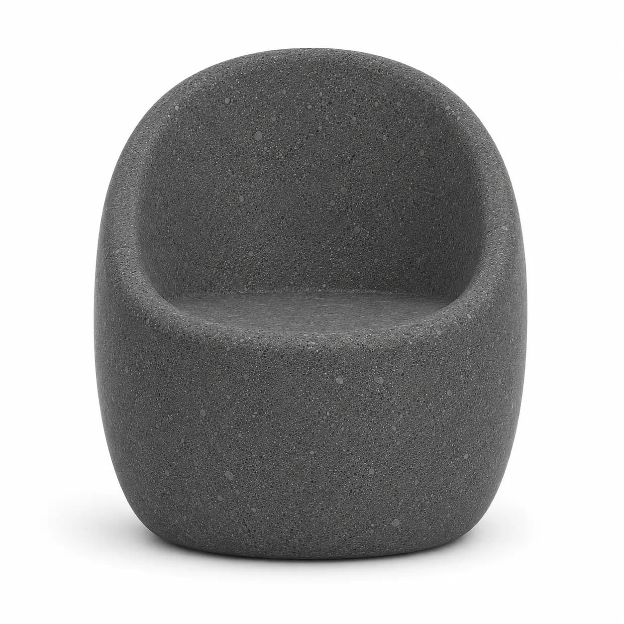 Veyra Single Seating — front view — basalt concrete + sapelli