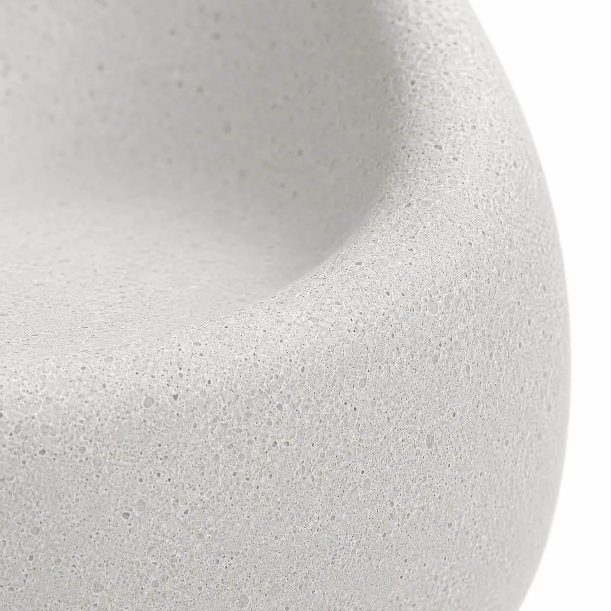 Veyra Single Seating — detail close-up — off-white concrete + iroko