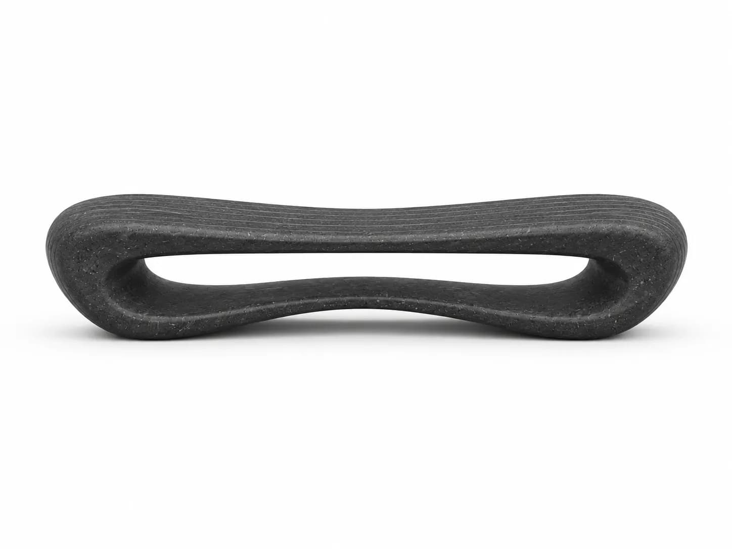 Auro Arc Bench — front view — basalt concrete + sapelli