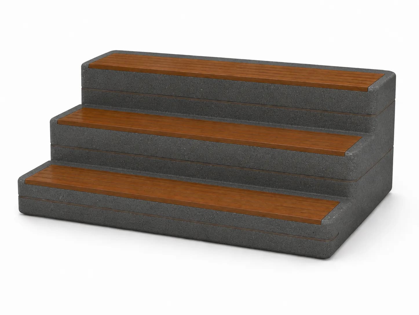 Liora Gradus Amphi — 3/4 perspective — basalt concrete + sapelli