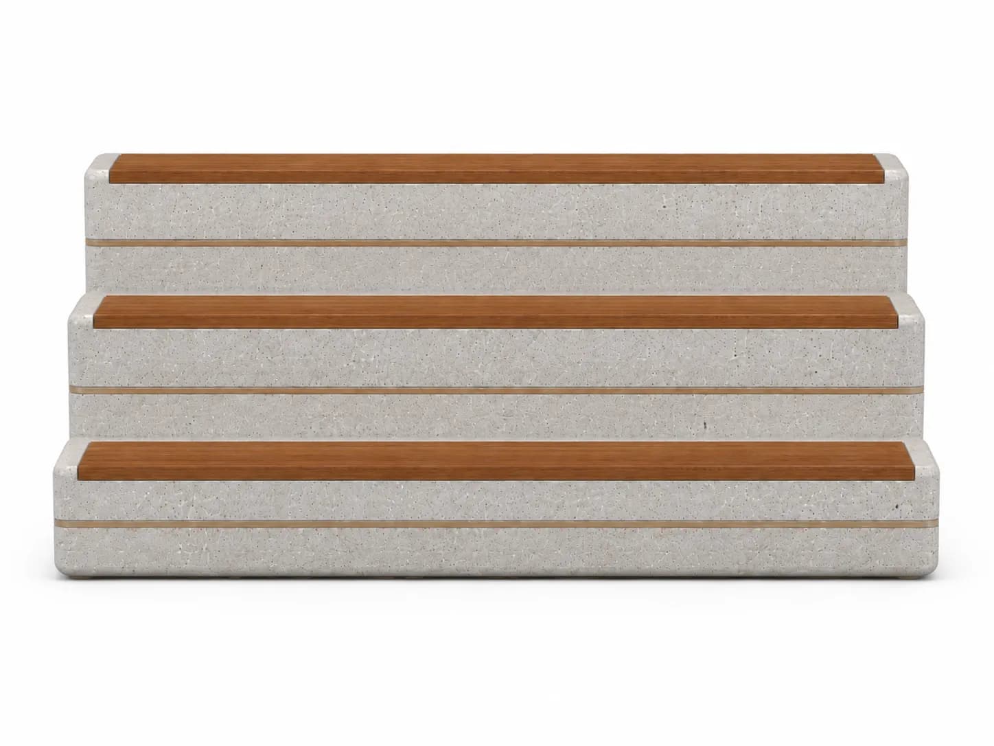 Liora Gradus Amphi — front view — off-white concrete + iroko