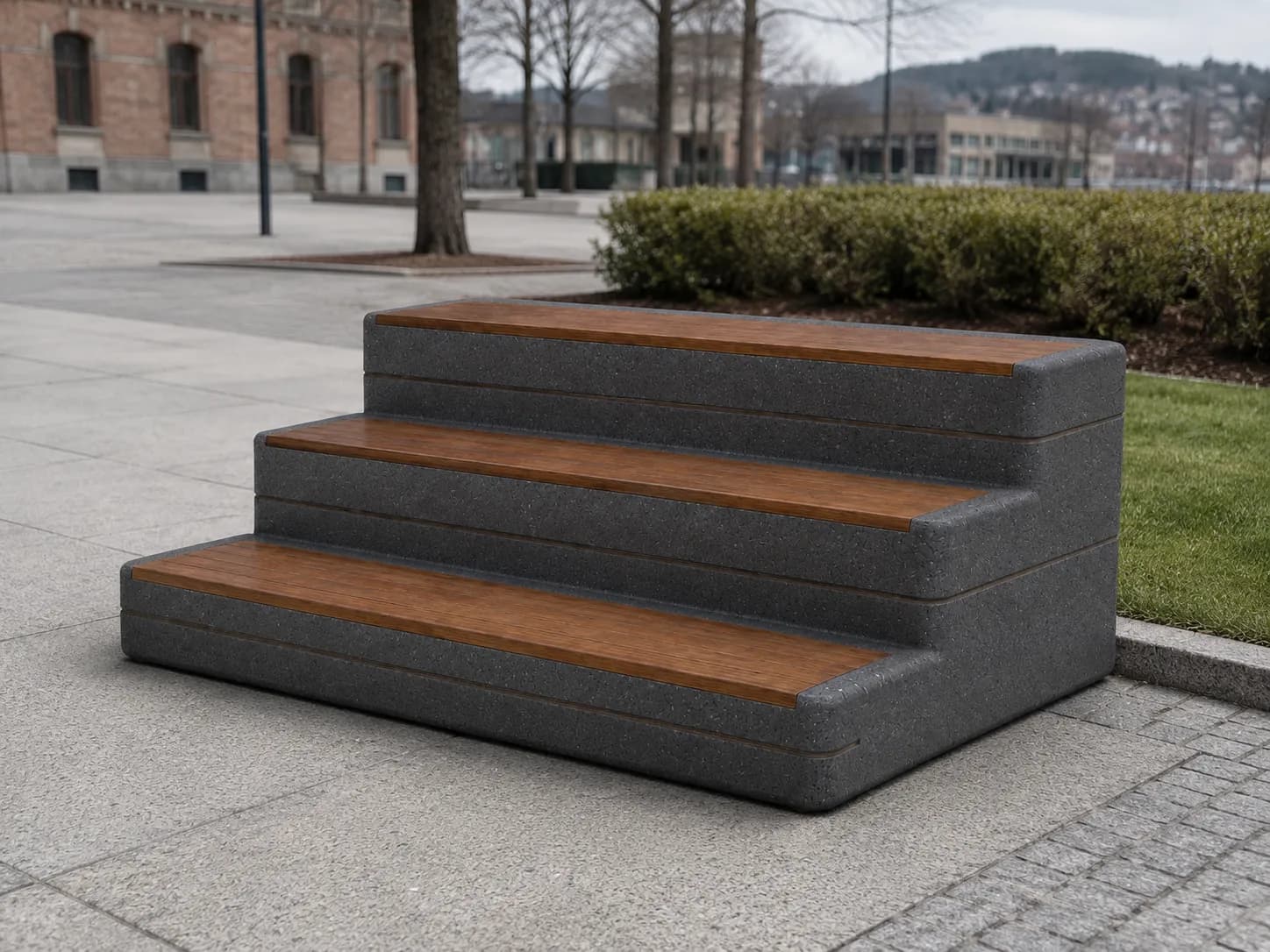 Liora Gradus Amphi — in context — basalt concrete + sapelli