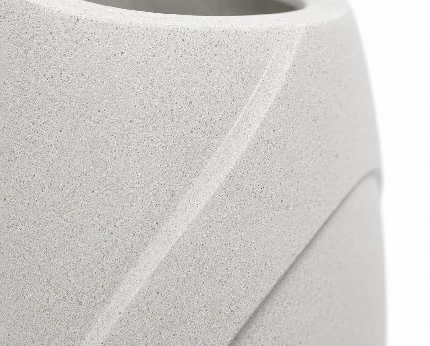 Auro Tall Wave Planter — detail close-up — off-white concrete + iroko