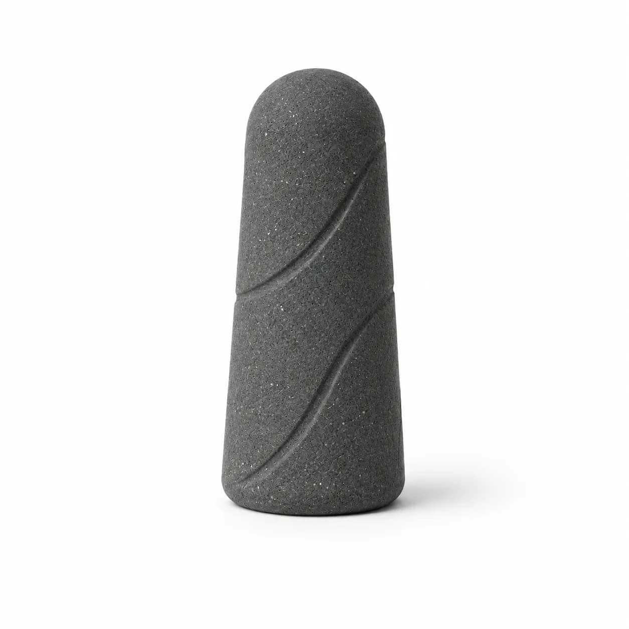 Aura Bollard — 3/4 perspective — basalt concrete + sapelli