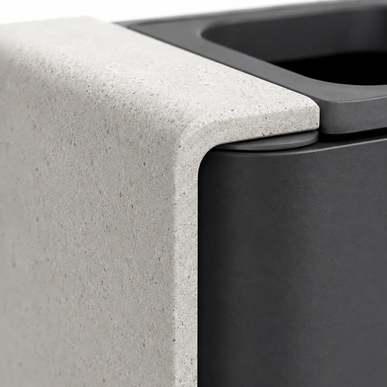 Stay Recycle Bin — detail close-up — off-white concrete + iroko