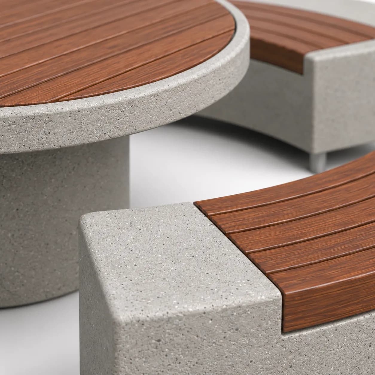 Auro Loop Bike Parking — detail close-up — off-white concrete + iroko