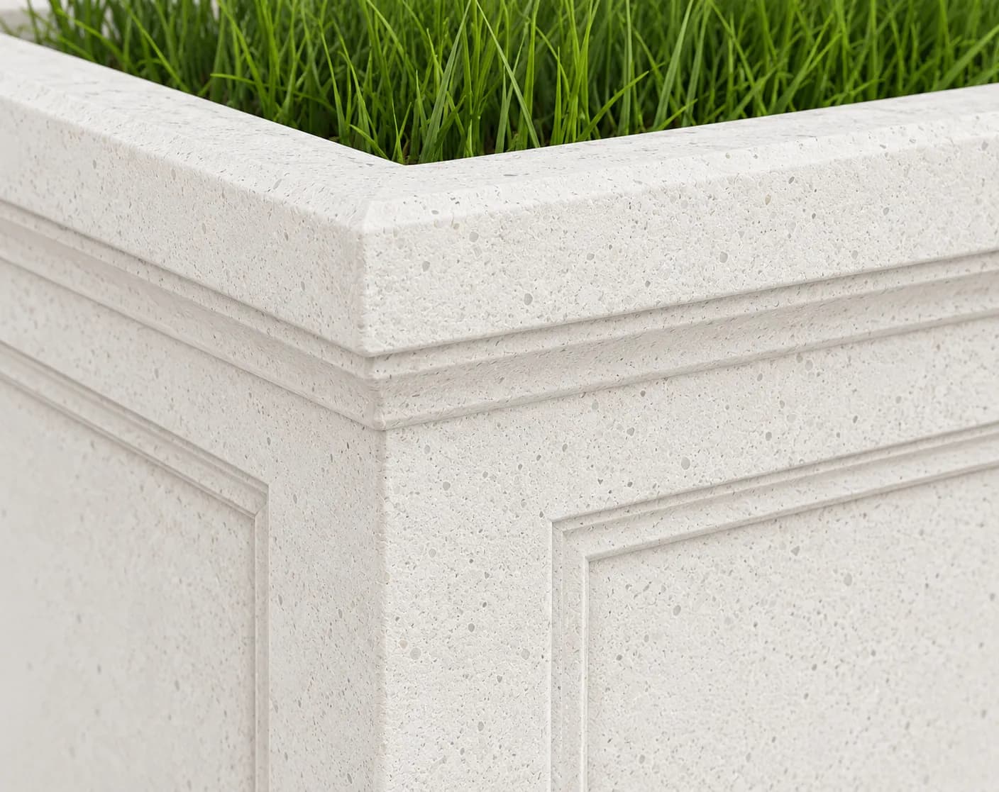 Montea Planter — detail close-up — off-white concrete + iroko