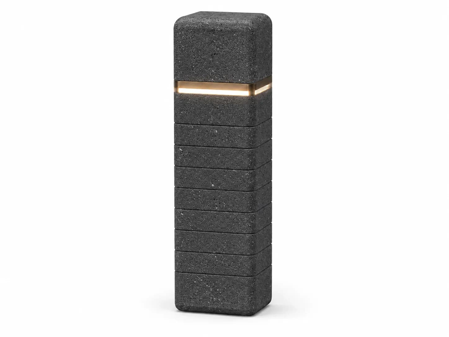 Liora Lighting — 3/4 perspective — basalt concrete + sapelli
