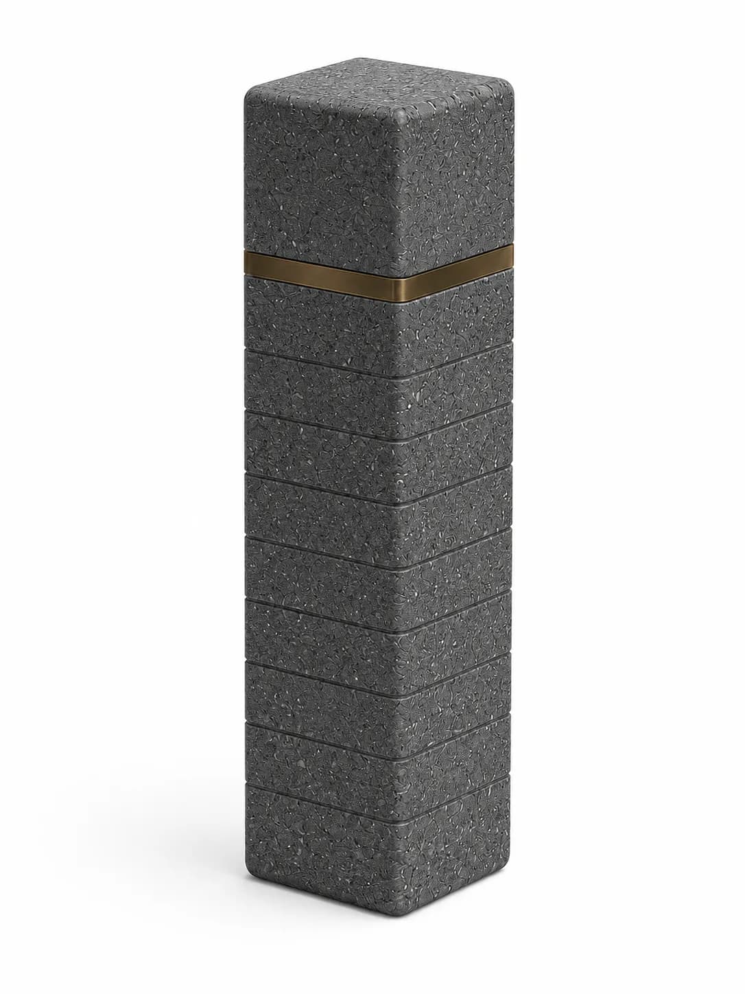Liora Bollard — 3/4 perspective — basalt concrete + sapelli