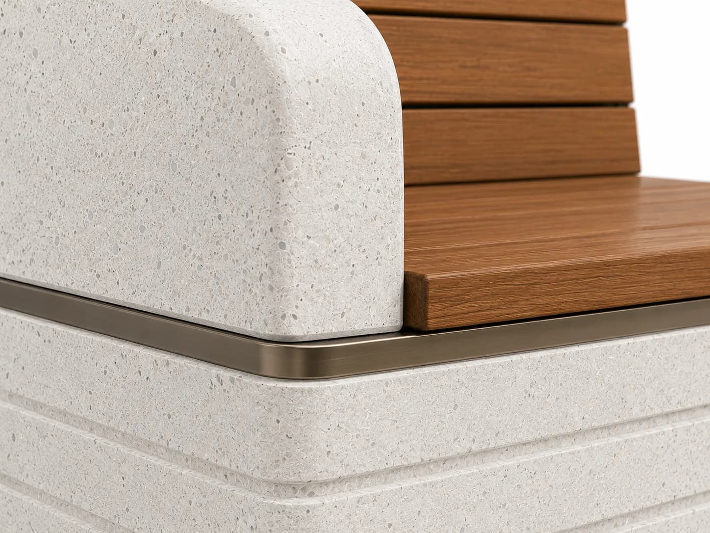 Liora Seating — detail close-up — off-white concrete + iroko