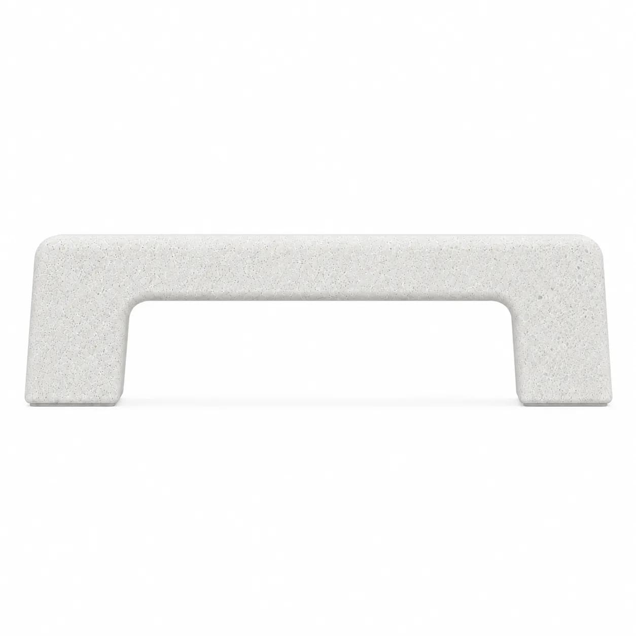 Aura Basic Bench — front view — off-white concrete + iroko