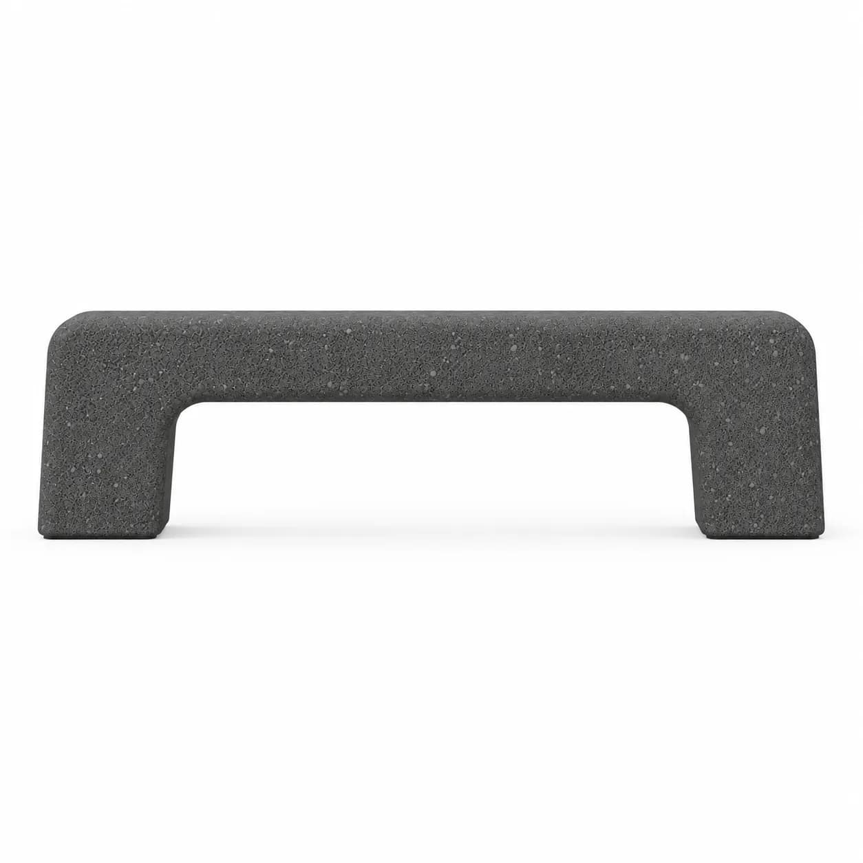 Aura Basic Bench — front view — basalt concrete + sapelli